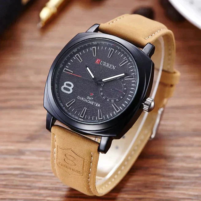 Luxury Men's Leather Wrist Watch Curren Route 8 - Trend Oye