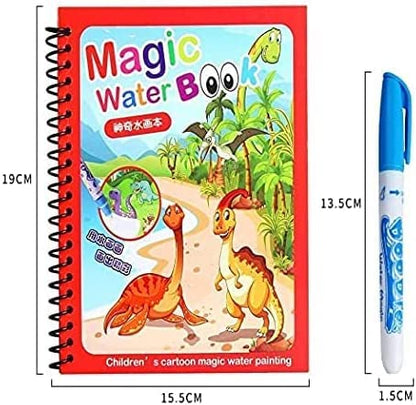 Water Magic Book: Re-usable Quick Dry & Colourful Book with Magic Pen (Educational, Creative Book with Vibrant Colour), (Pack of 2)