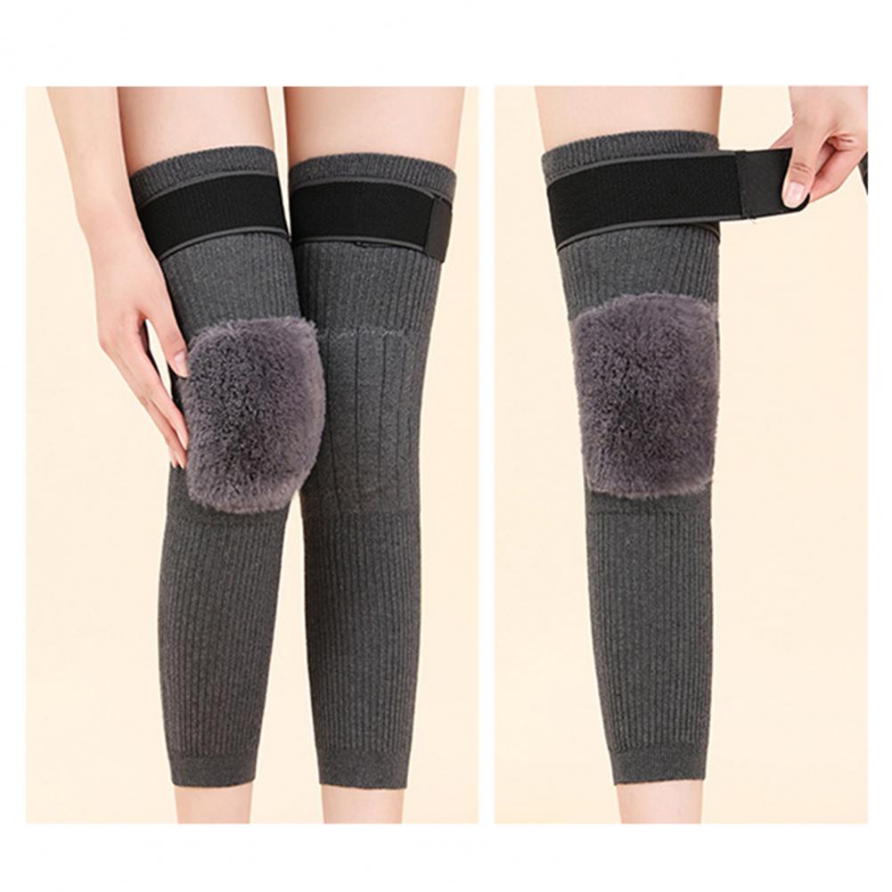 2 Pcs Adjustable Cashmere wool Knee Warmers -30° warm knee pads with strap