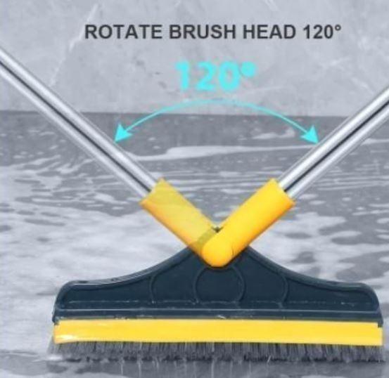 2 In 1 Floor Brush With Long Handle Wiper Stiff Bristle