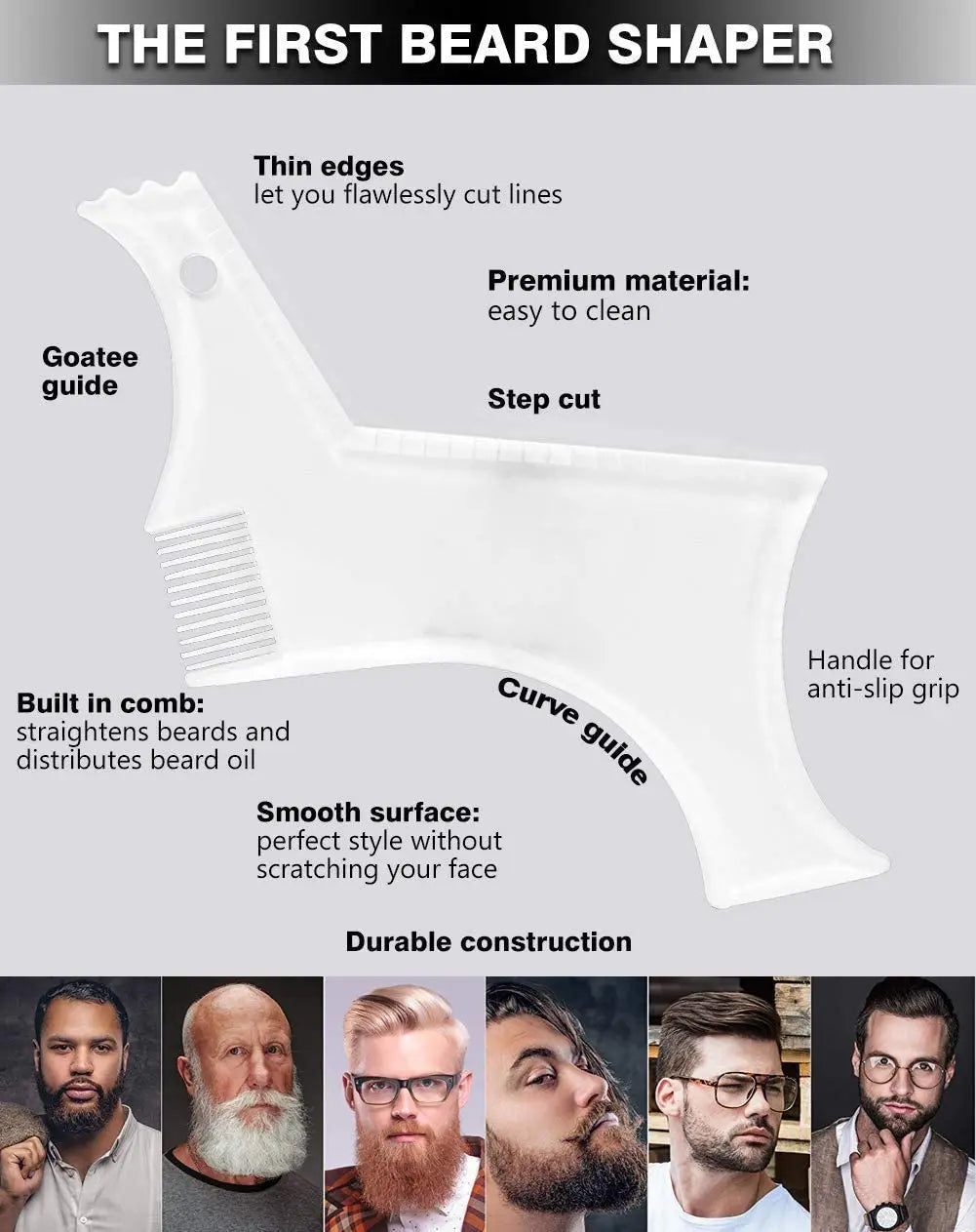 All-In-One Beard Shaping Tool: Flexible Styling Template and Comb