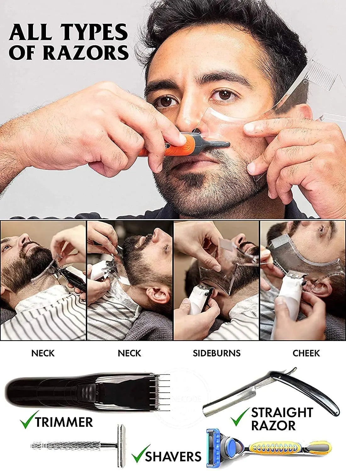 All-In-One Beard Shaping Tool: Flexible Styling Template and Comb