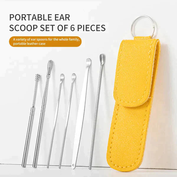 6 PCS Ear Pick Cleaning Set with Storage Bag Spiral Tool Spoon Ear Wax Remover Cleaner - Trend Oye